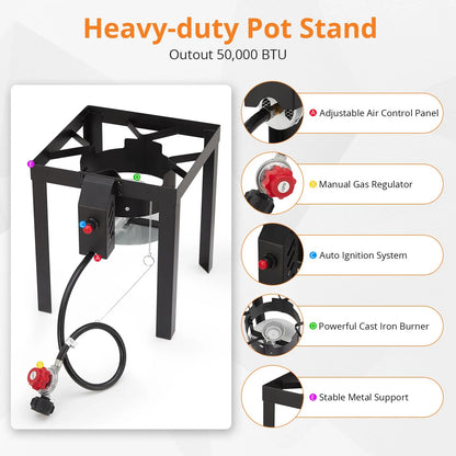 2024 New 30 Qt Turkey & 10 Qt Fish Fryer Boiler Steamer Set, Aluminum Turkey Deep Fryer Pot, 38, 000 BTU Outdoor Propane Stove Stand for 20 Lbs Turkey, Thermometer, Turkey Rack & Lifting Hook