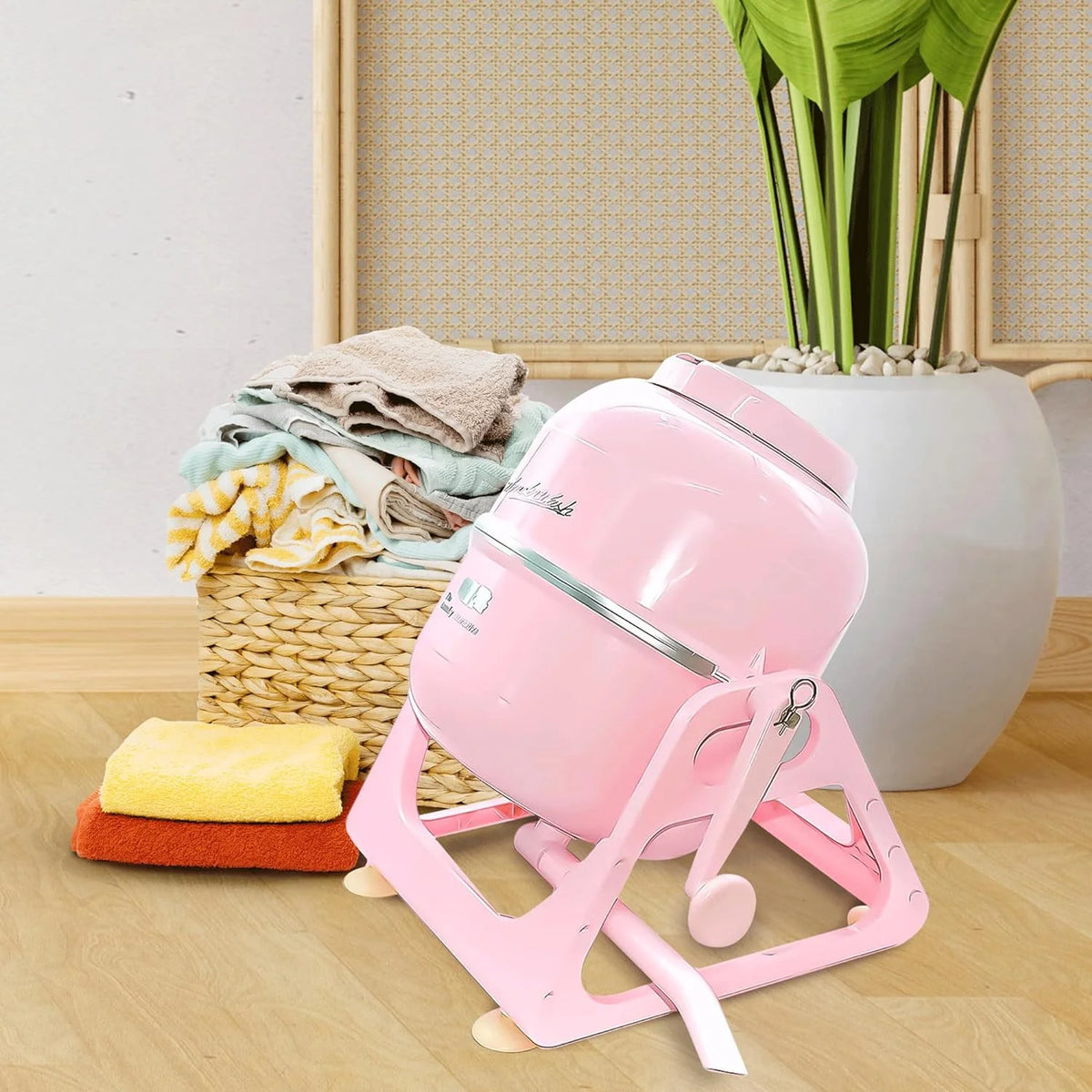 WonderWash Portable Washing Machine for Apartment & Tiny Spaces - Manual Hand Clothes Washer with Retro Design - Clean Laundry Anywhere with Our Countertop, Non-Electric, Small Washer - Pink