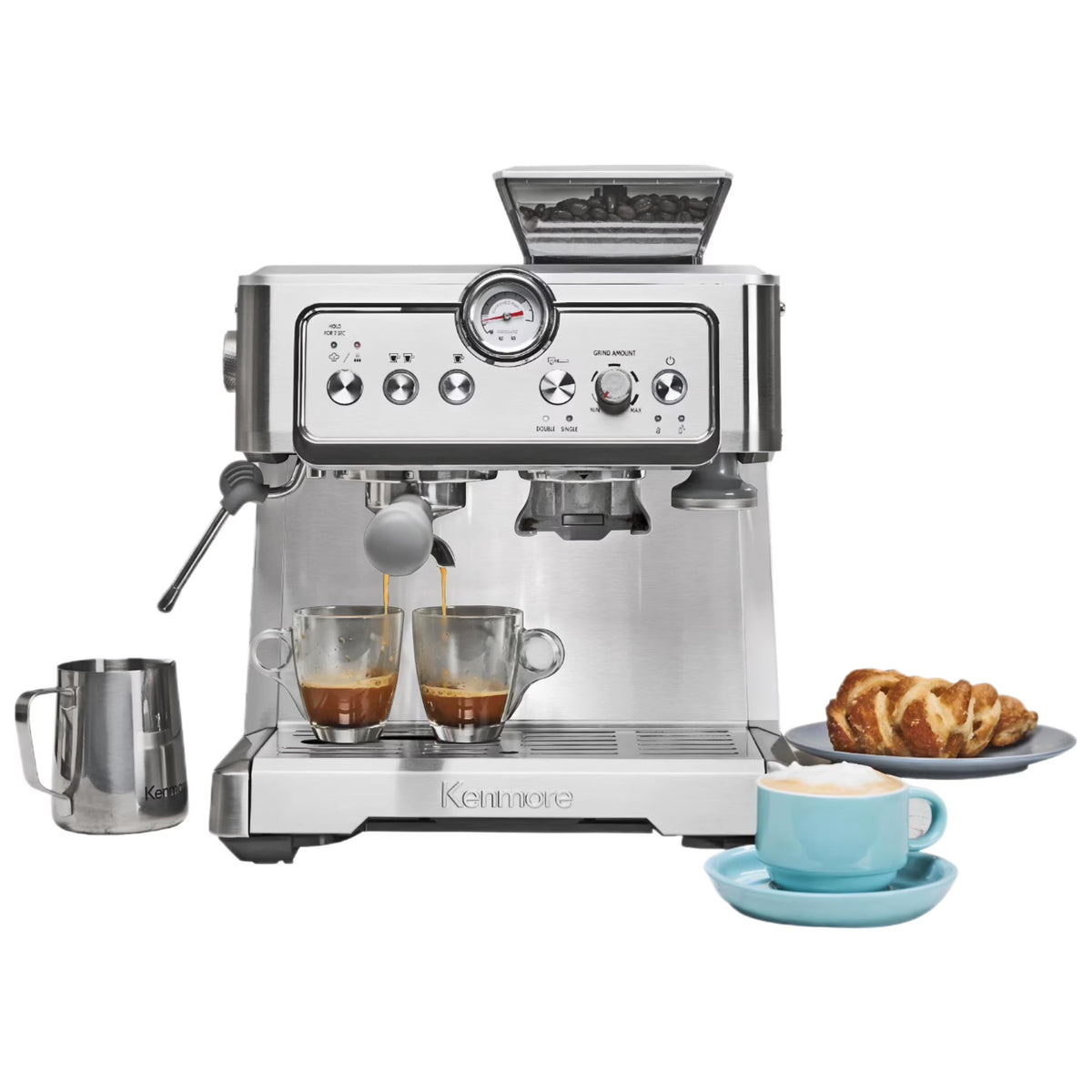 Kenmore Espresso Machine With Grinder & Milk Frother, Stainless Steel