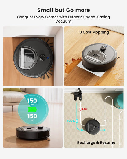 Lefant M330 LiDAR Navigation Robot Vacuum and Mop, 450ml Visible Dustbin, 190?�� PSD Obstacle Avoidance, Multi-Level Mapping, Robot Vacuum Cleaner for Hardwood Carpets Pet Hair