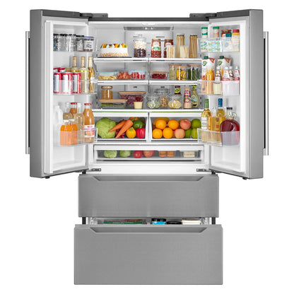 Cosmo 2 Piece Kitchen Appliance Packages with 30" Free Standing Gas Range Kitchen Stove & French Door Refrigerator Kitchen Appliance Bundles