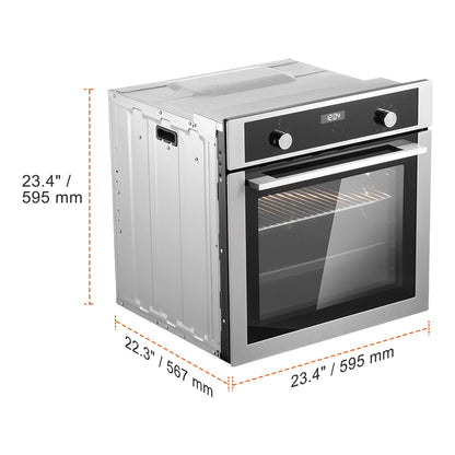 KFFKFF Single Wall Oven, 24" Electric Oven for Built-in Installation, Offers 9 Cooking Modes, 2.68 Cu.Ft Capacity, Includes Timer, 2800W Power