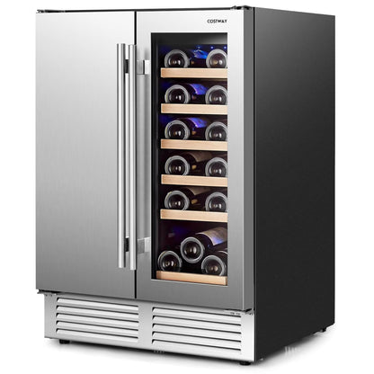 Costway 2-in-1 Beverage and  Cooler Free-standing & Built-in Dual Zones  Fridge