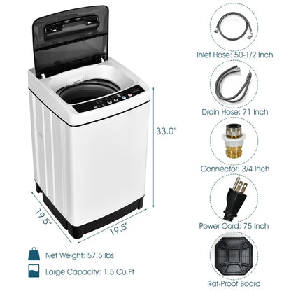 Kadyn 1.5 cu ft Full-Automatic Washing Machine with Stainless Steel Inner Barrel