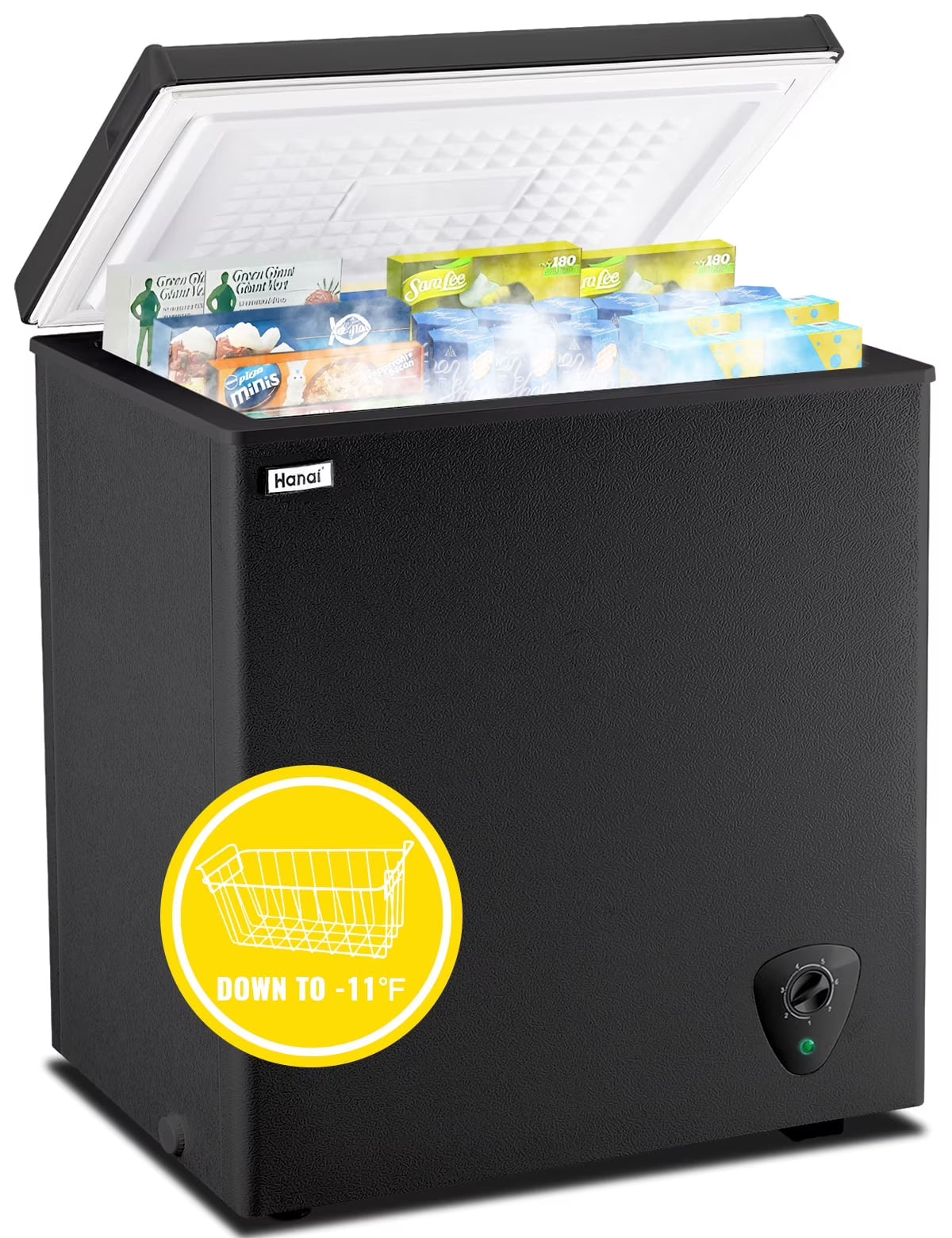 WANAI 3.5 Cu.ft Chest Freezer Small Deep Freeze with 7 Gears Temp Control Office Dorm Kitchen White