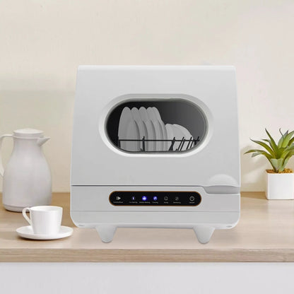 Portable White Countertop Dishwasher Compact Dishwasher 5 Washing Programs 1200W