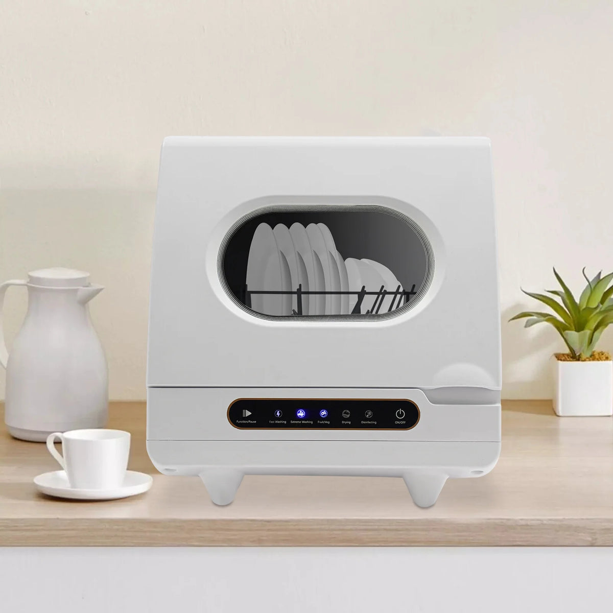 Portable Countertop Dishwasher 5 Washing Programs with Water Tank Leak-Proof Dry