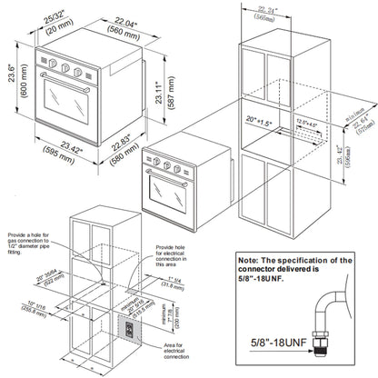 Empava 24-inch 2.3 Cu.ft. Single Propane Gas Wall Oven - Convection Fan in Stainless Steel - EMPV-24WO11L