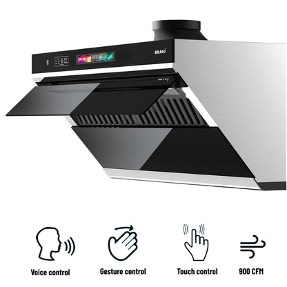 30 inch 900 CFM Convertible Under Cabinet Range Hood with  Charcoal Filter, Voice/Gesture/Touch Control