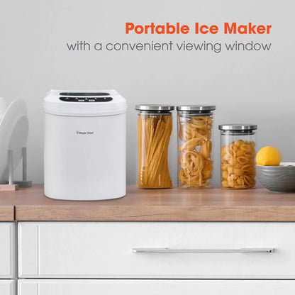 Magic Chef 27 lb. Capacity Portable Countertop Ice Maker, White and Makes Bullet Ice