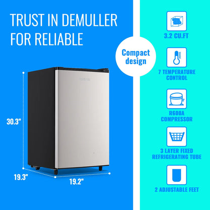DEMULLER Upright Freezer with 7 Adjustable Thermostat Stand-up Single Door Freezers Black