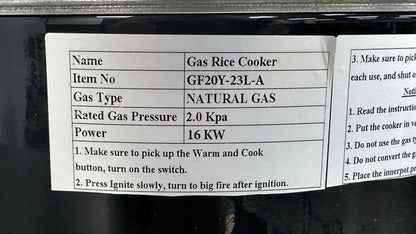 23L Commercial Gas Rice Cooker, 1600W Restaurant Rice Cooker, Natural Gas Rice Cooker