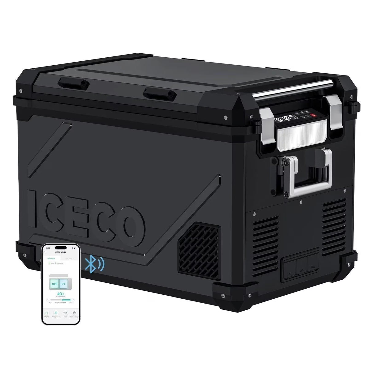 APL55 Aluminum Dual Zone 58QT Portable Cooler Black