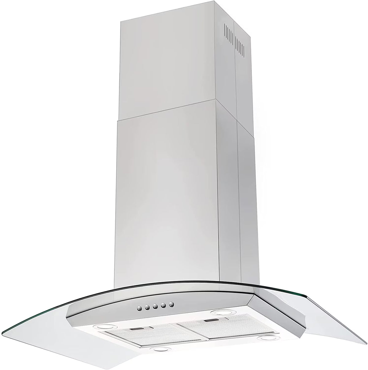 Tieasy Island Range Hood 36 inch Kitchen 3 Speed Extractor Fan Aluminum Filter Tempered Glass