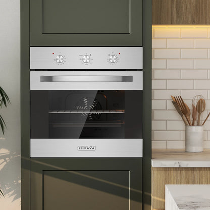 Empava 24 inch 10 Cooking Functions with Rotisserie Electric LED Display Touch Control Built-in Convection Single Wall Oven