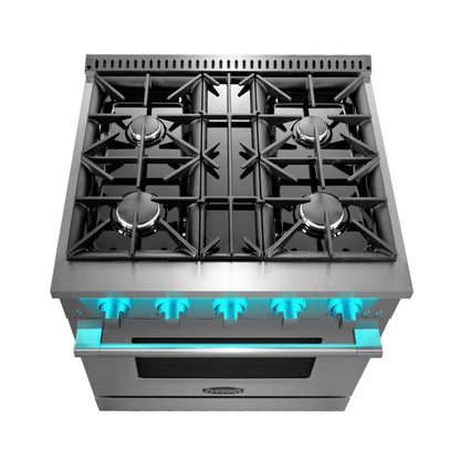 30 in. 3.5 cu. ft. Gas Range with 4 Burners in Stainless Steel