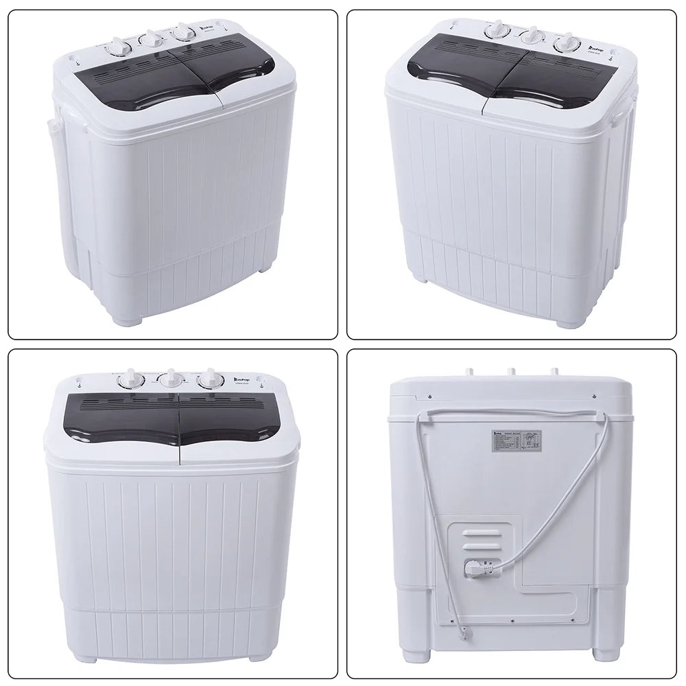Portable Washing Machine, YOFE Compact Mini Washing Machine, Semi-automatic Washing Machine, Portable Mini Twin Tub Washing Machine for Camping Apartments, Washer(7.7lbs) /Spiner(6.6lbs), Gray, R4861