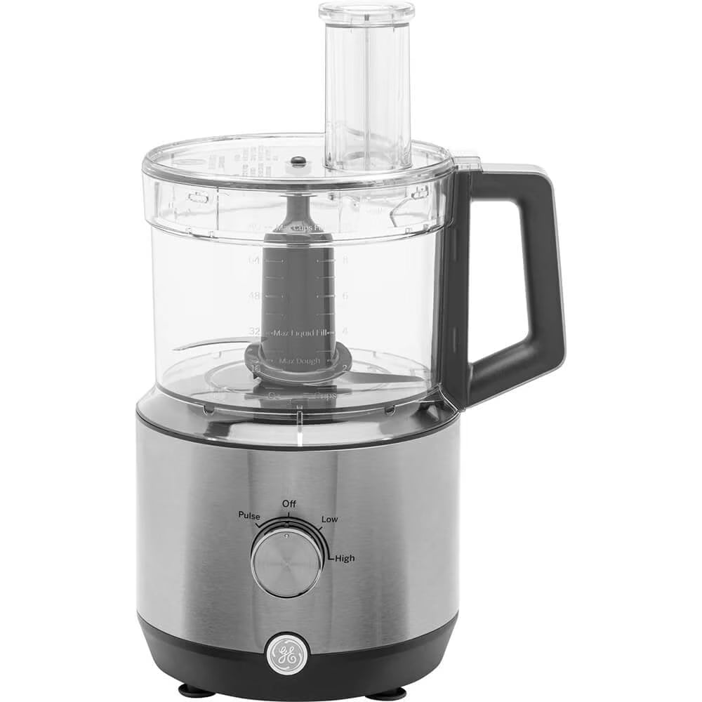 GE 550-Watt 12-Cup Food Processor with Accessories and Stainless Steel Blades, Stainless Steel