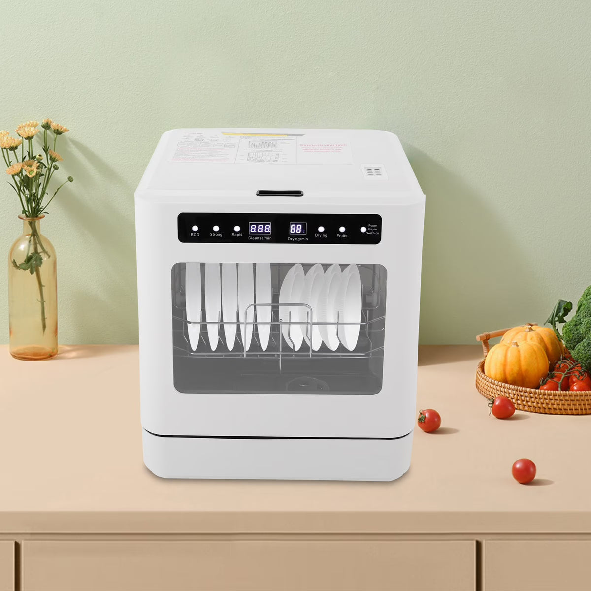 Portable Mini Dishwasher, Countertop Dishwasher, Household Mini Dishwasher for Homes, Kitchens, Small Houses, Apartments, Dormitories