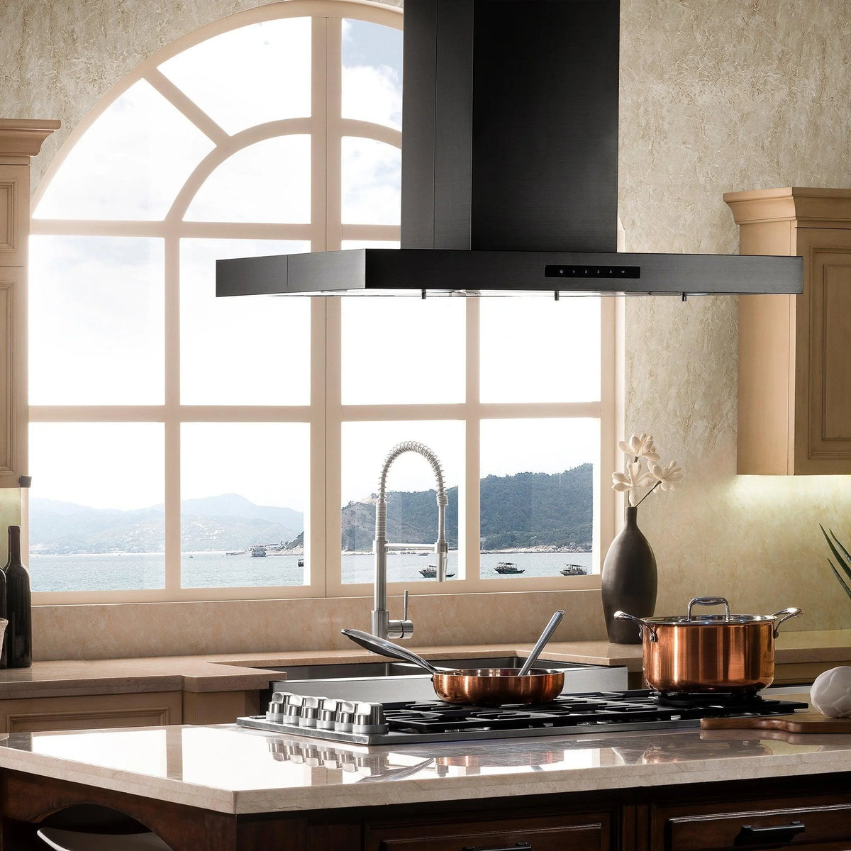 ZLINE 36 in. Island Mount Range Hood in Black Stainless Steel (BSKE2iN-36)