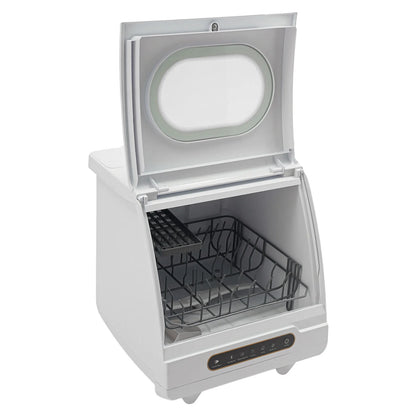 Portable White Countertop Dishwasher Compact Dishwasher 5 Washing Programs 1200W