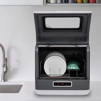 Portable Countertop Dishwasher Mini Dishwasher 3 Washing Modes 4 Washing Programs 360�� Rotating Spray Design Compact Dishwashers 158�H High-Temp& Air-Dry Function (white)
