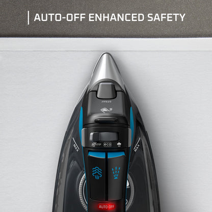 Rowenta Focus Excel Steam Iron for Clothes, Stainless Steel Soleplate, 1750 Watts, Black & Blue, DW5280