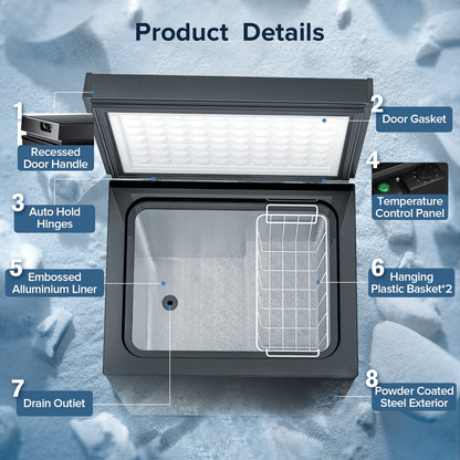 AUSEO Compact Freezer 3.5 cu ft Environmental Chest Freezer, Mini Freezer with 7 Gear Adjustable Temperature, Removable Storage Basket, Energy Saving, White