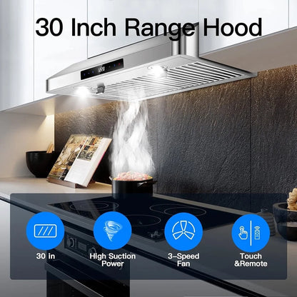 AMZCHEF Range Hood 30 inch Insert Stainless Steel with 9 Speed Fan 900 CFM Kitchen Vent Hood