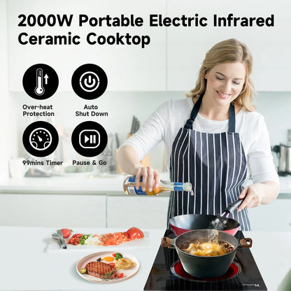Nardea Two Burner Electric Cooktop 110V Plug in