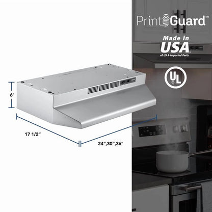 Broan 24 Inch Stainless Steel ADA Capable Non Ducted Under Cabinet Range Hood