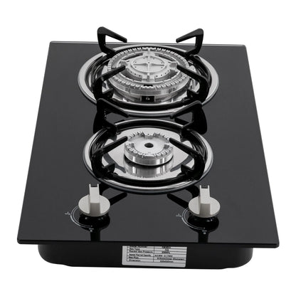 2 Burner Modern Gas Cooktop Gas Stove Top with 2 Burner Black 20.47*12.6 in