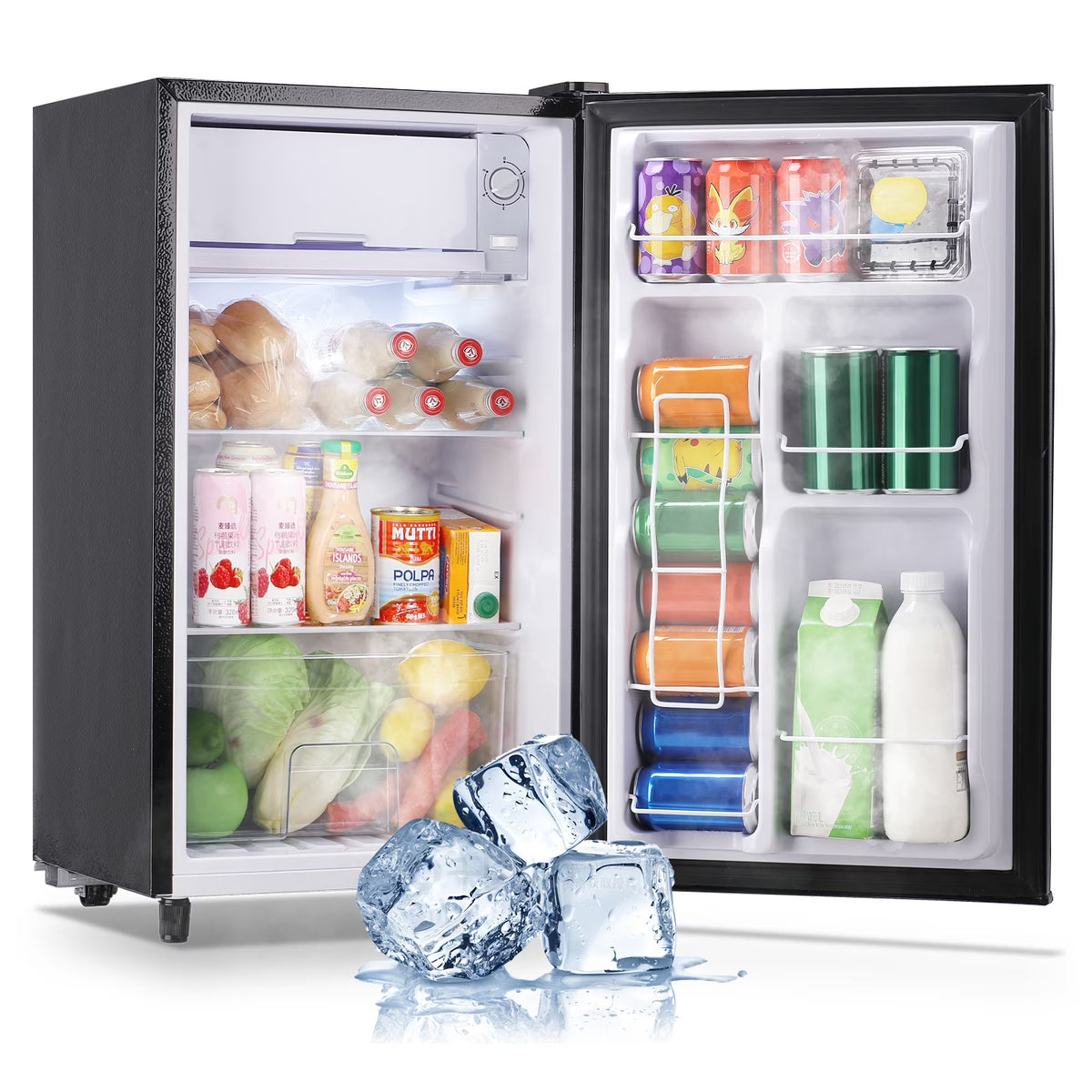 WANAI 3.2 Cu.ft Mini Refrigerator with 5 Temp Control Small Fridge Compact Size for Any Room Silver