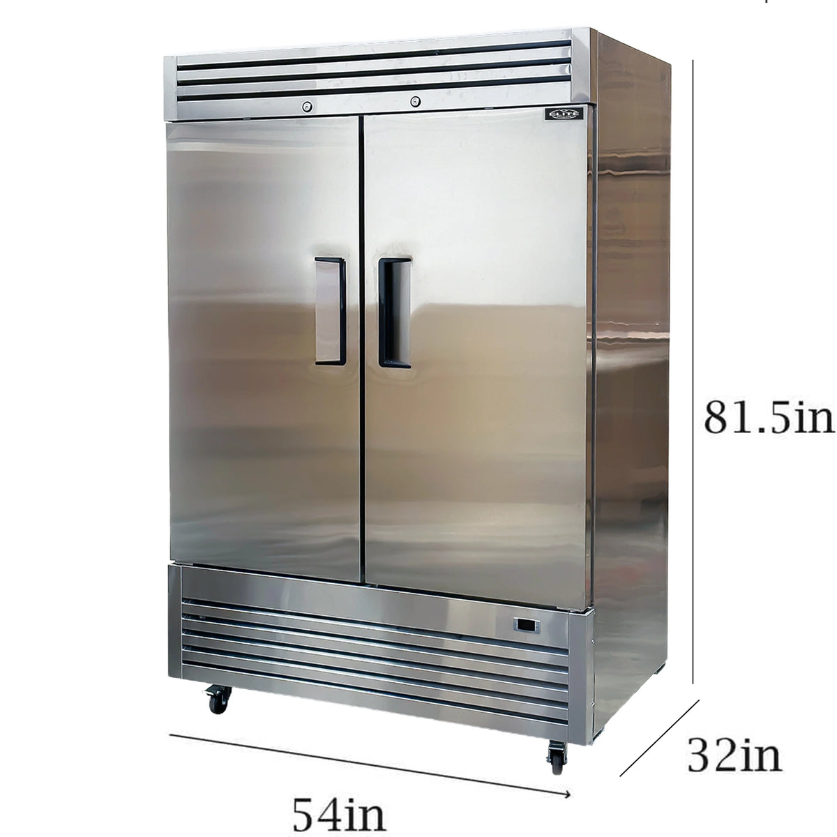 54 in. with 42 Cu.ft. Auto Defrost Freezer, Commercial 2 Door Reach in Upright Freezer in Stainless Steel, NSF