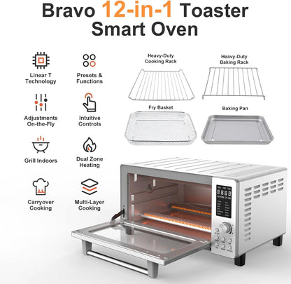 NuWave Bravo 21-Qt Toaster oven, 1800W New Oven & Air Fryer Combo, Convection Toaster Oven Countertop, Pizza, Large