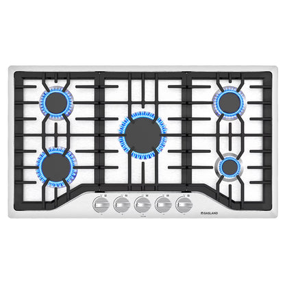Gasland Chef 36 in. NG/LPG Convertible Gas Cooktop in Stainless Steel with 5 Burners
