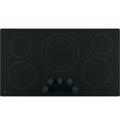 GE® 36" Built-In Knob Control Elec Cooktop 5 radiant elements, Power Boil Dual-Ring model JP3036DLBB