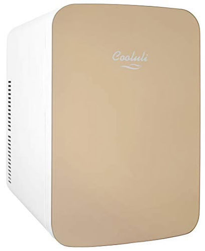Cooluli Infinity Black 15 Liter Compact Portable Cooler Warmer Mini Fridge for Bedroom, Office, Dorm, Car - Great for Skincare & Cosmetics (110-240V/12V)