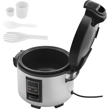 KFFKFF Industrial Rice Steamer, 45-Cup Capacity, 9.51 Qt / 9 Liter Voluminous Rice Maker and Heater with Nonstick Cooking Chamber, Swift Preparation and 12-Hour Heat Retention