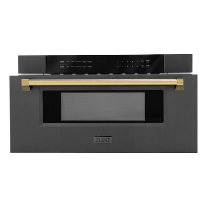 ZLINE Autograph Edition 30" 1.2 cu. ft. Built-In Microwave Drawer in Stainless Steel with Gold Accents