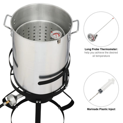 Zimtown 30QT Fish Fryer Turkey Fryer Outdoor Fryer 4 Piece Set Propane Boil Fryer Outdoor Cooking 54000BTU