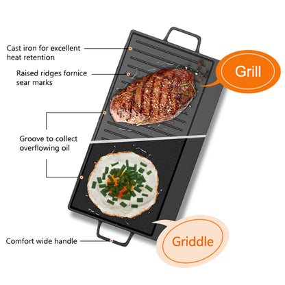 36 Inch Gas Cooktop with Griddle, 5 Burners Gas Stove Top with Reversible Cast Iron Grill/Griddle, NG/LPG Convertible, Stainless Steel Propane Cooktop with Thermocouple Protection