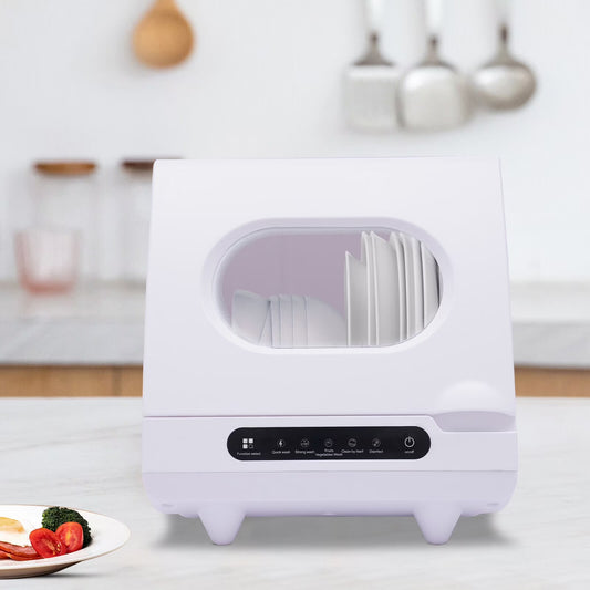 1200W White Portable Tabletop Dishwasher 2-6 Sets, Compact Dishwasher with Tank,Leak-Proof Drying, 360�� Spray Arm, 5 Programmes, for Houses, Flats and Dormitories