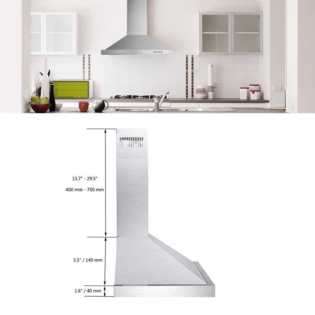 Wall Mount Range Hood 30 inch Stainless Steel Stove Vent Hood with 3 Speed Kitchen Exhaust Fan