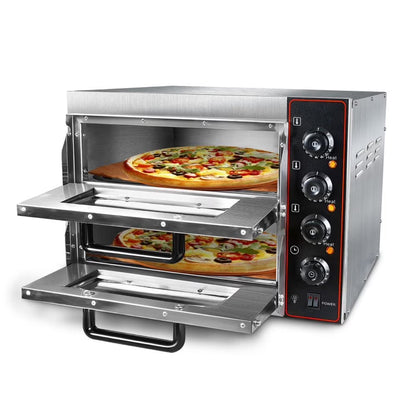 Commercial Pizza Oven 16 inch Pizza Double Deck 3000W 110V Electric Oven Multipurpose Toaster Bake Broiler 40L Stainless Steel for Restaurant Home Pizza Pretzels Baked Roast Yakitori