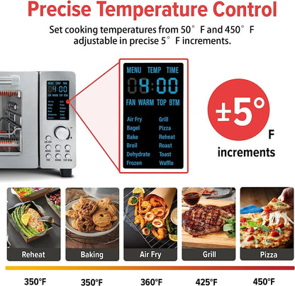 NuWave Bravo 21-Qt Toaster oven, 1800W New Oven & Air Fryer Combo, Convection Toaster Oven Countertop, Pizza, Large