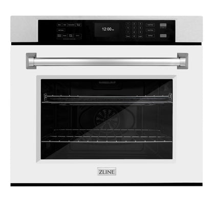ZLINE 30 in. Professional Convection Single Wall Oven with Air Fry and Self Clean in DuraSnow Stainless Steel with White Matte Door (WASS-WM-30)