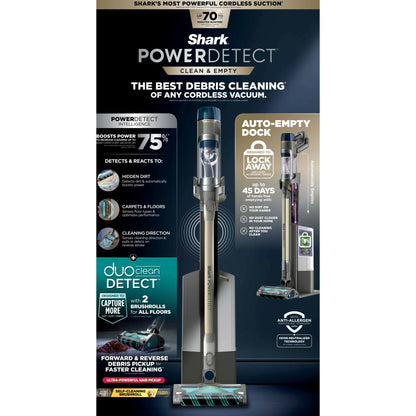 Shark PowerDetect Clean & Empty Cordless Stick Vacuum & Auto-Empty System, Powerful Suction, HEPA Filtration, Carpet & Hard Floor, Portable, IP3150