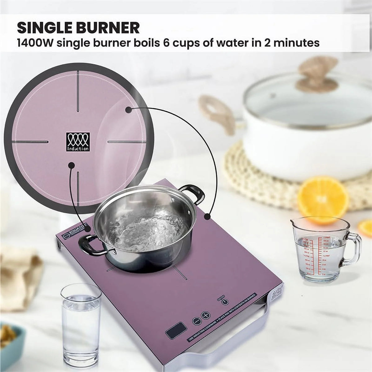 Equator 11inch Portable Single-Burner Induction Cooktop - with Handle in Black