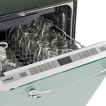 Unique Appliances Classic Retro 24" Built-in Dishwasher with Stainless Steel Tub and LED Lighting